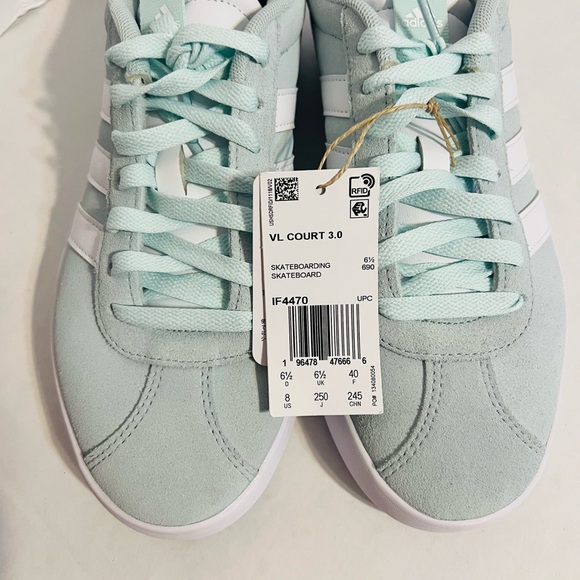 Adidas VL Court 3.0 Women's Mint Green and White Sneakers - Picture 3 of 4